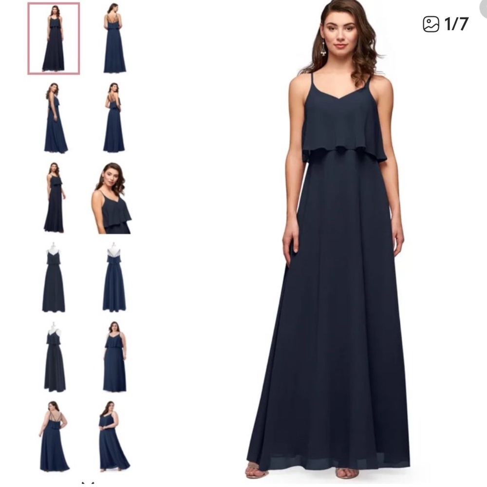 AMSALE A-Line Chiffon Flutter Ruffle Top Side Slit Maxi Bridesmaid Formal Dress